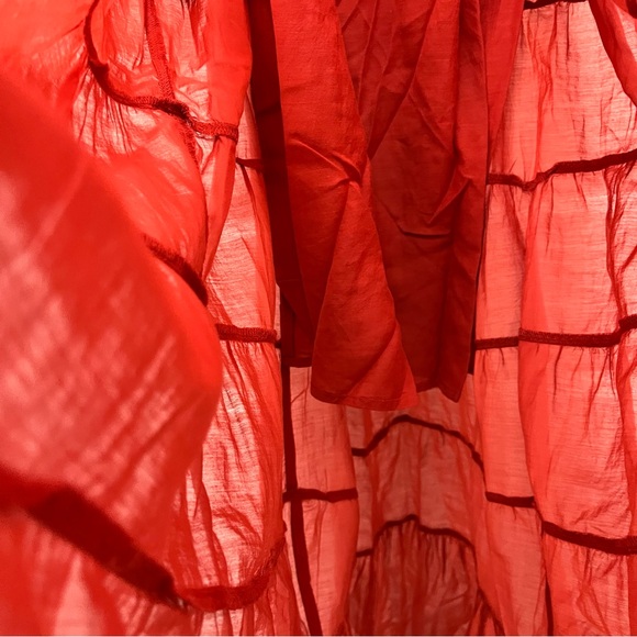 NWT J. Crew Womens Re-Imagined Tie-Shoulder Cotton Voile Tiered Dress Red Size S - Picture 9 of 16